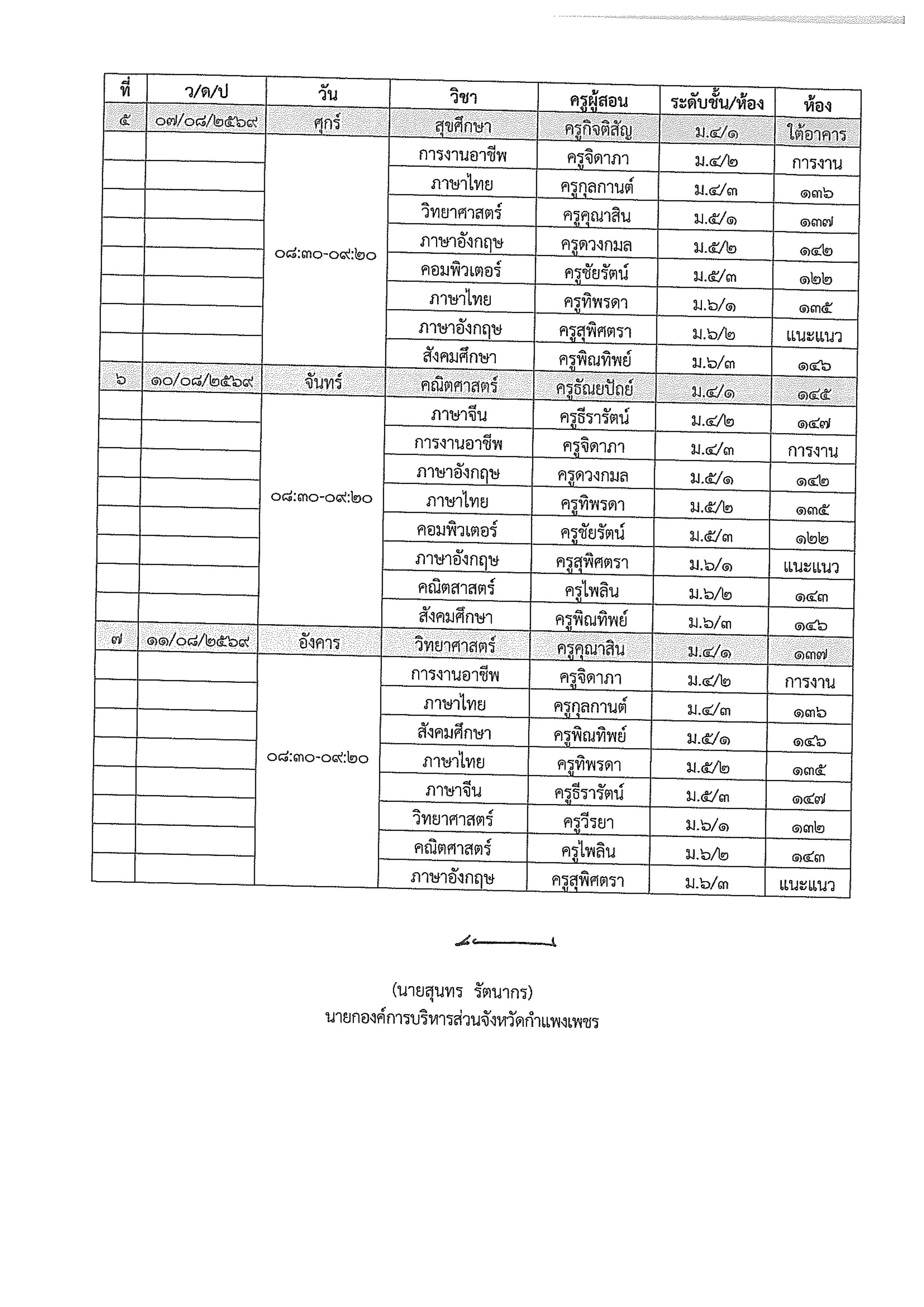 ประกาศ การหยุดการเรียนการสอนกรณีพิเศษ และจัดการเรียนการสอนชดเชย 24072569
